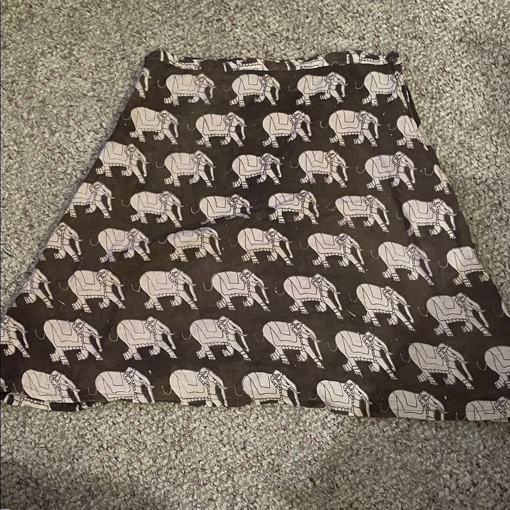 Vintage 70s boho Elephant Print a line Skirt-